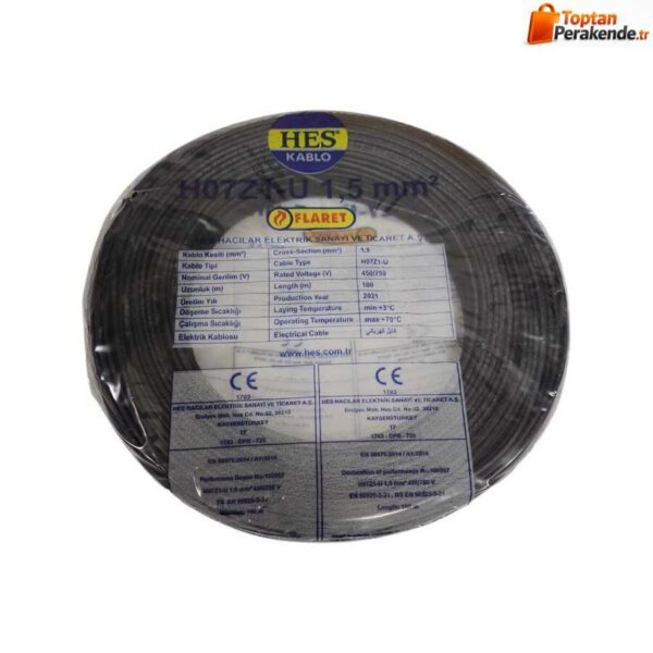 Hes Nya Kablo 1,5 Mm Siyah (H07z1-U) Halojen Free